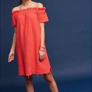 Anthropologie Amadi Orange Off The Shoulder Mini Dress